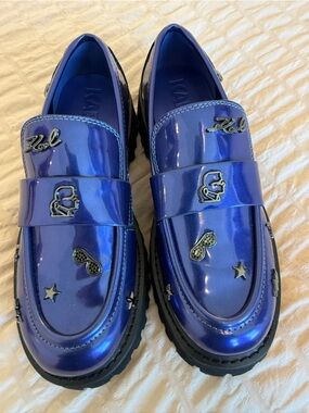 Metallic Blue Embellished Loafers Karl lagerfeld women’s size 7.5